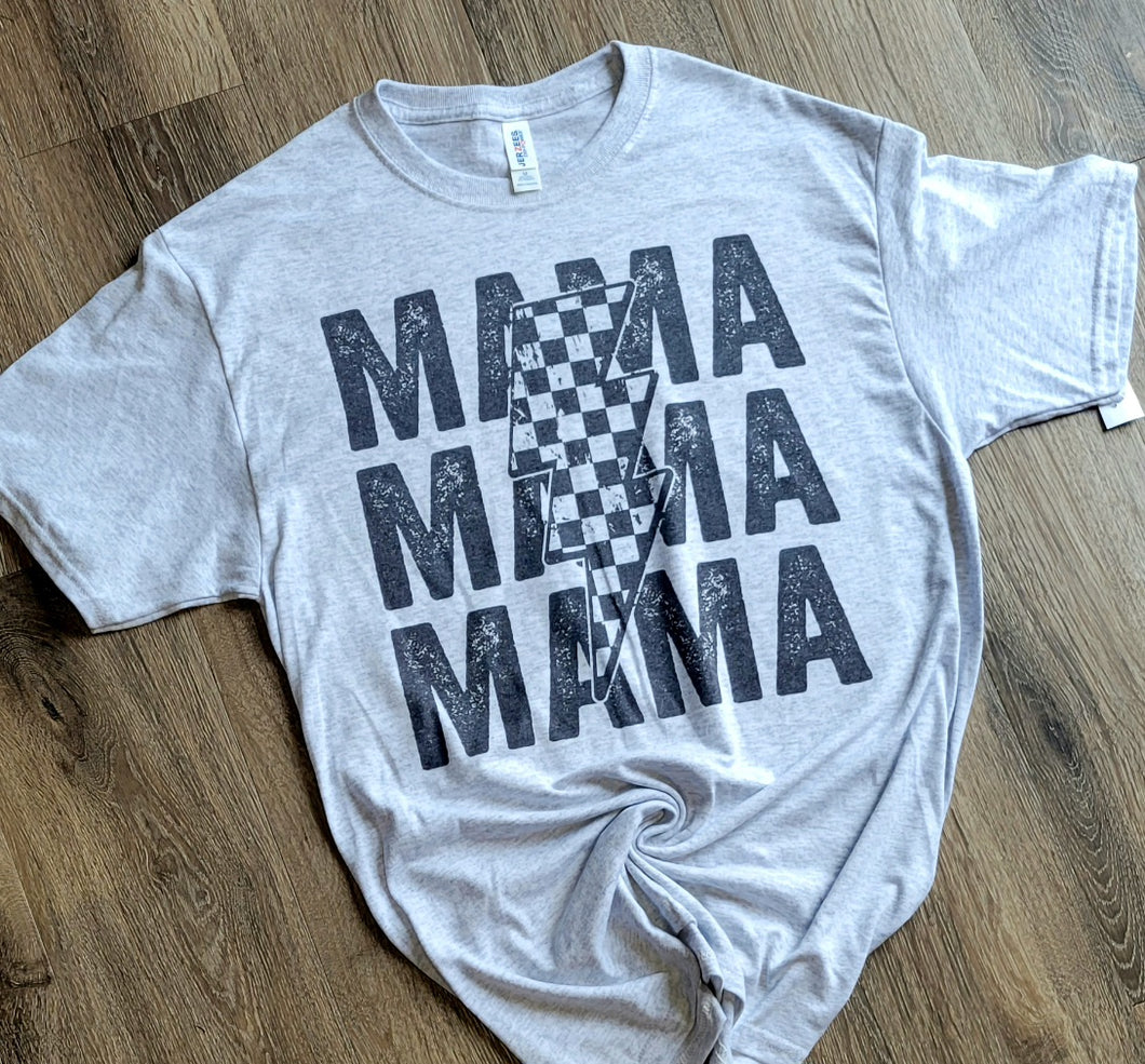 Graphic Tshirt-Mama Checked Ash