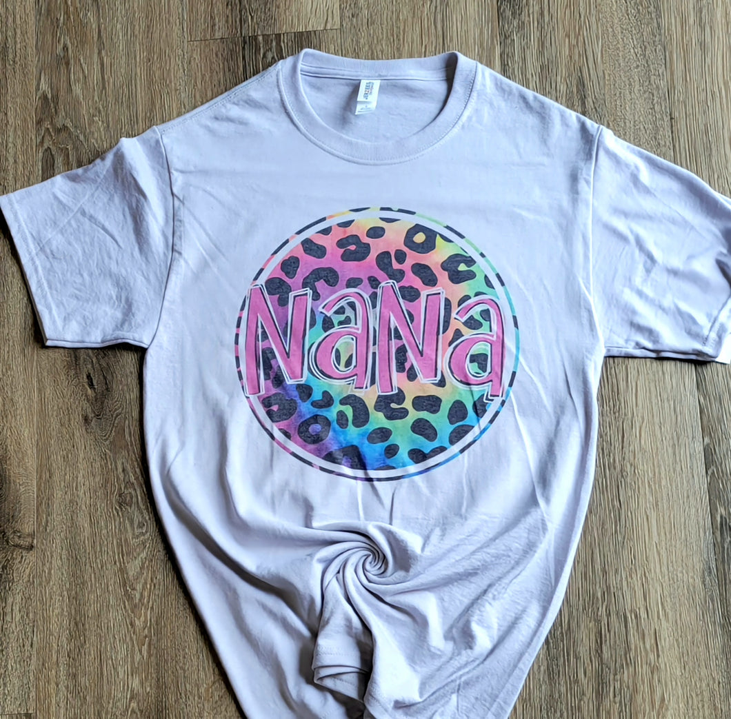 Graphic Tshirt-Multicolor leopard Grandma circle